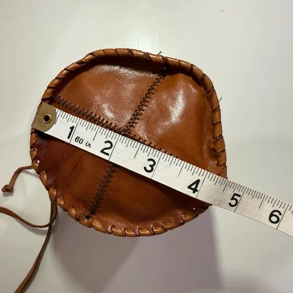 VINTAGE BROWN PATCHWORK LEATHER DRAWSTRING CROSSBODY BAG - Picture 10 of 11
